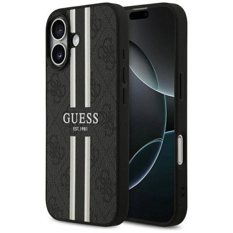 Etui Guess 4G Printed Stripes MagSafe na iPhone 17 -czarne