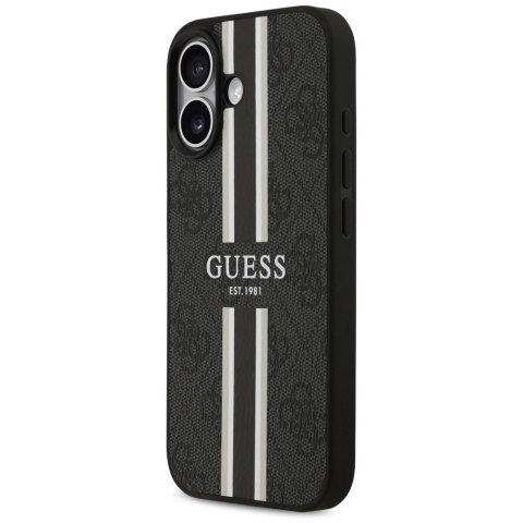 Etui Guess 4G Printed Stripes MagSafe na iPhone 17 -czarne