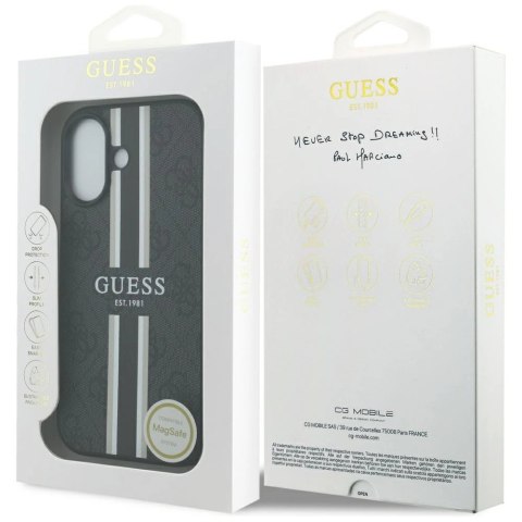 Etui Guess 4G Printed Stripes MagSafe na iPhone 17 -czarne