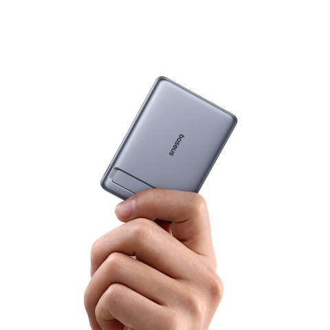 Powerbank Baseus PicoGo AM31 Qi2 5000mAh 20W ultracienki kompatybilny z MagSafe z podstawką z kablem plecionym Baseus Simple USB