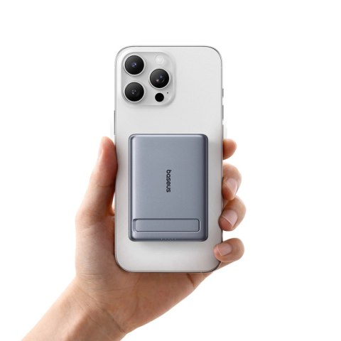Powerbank Baseus PicoGo AM31 Qi2 5000mAh 20W ultracienki kompatybilny z MagSafe z podstawką z kablem plecionym Baseus Simple USB