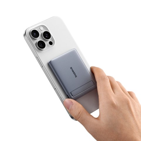 Powerbank Baseus PicoGo AM31 Qi2 5000mAh 20W ultracienki kompatybilny z MagSafe z podstawką z kablem plecionym Baseus Simple USB