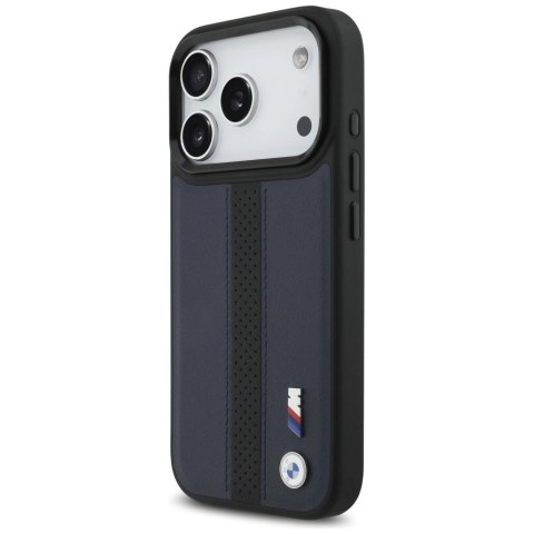 Etui BMW M Perforated Stripe Logo MagSafe na iPhone 17 Pro - granatowe