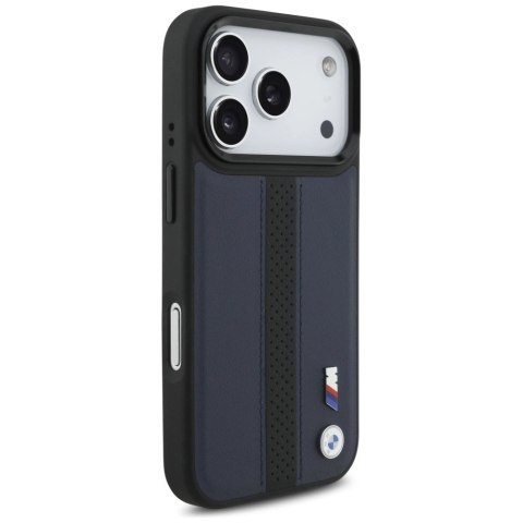 Etui BMW M Perforated Stripe Logo MagSafe na iPhone 17 Pro - granatowe