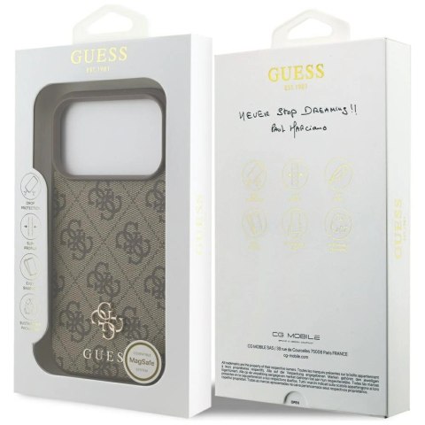 Etui Guess 4G Small Classic Logo MagSafe na iPhone 17 Pro - brązowe