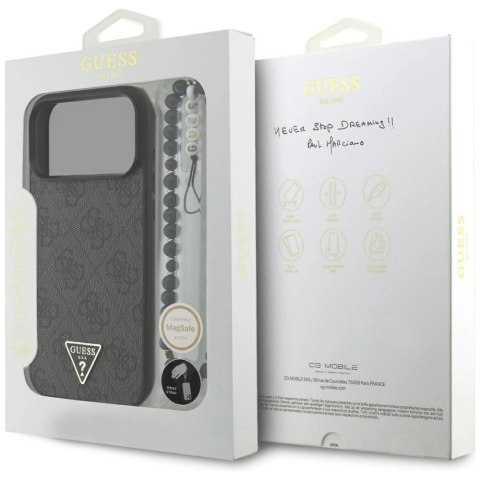 Etui Guess 4G Strap Triangle Logo MagSafe na iPhone 17 Pro Max - czarne
