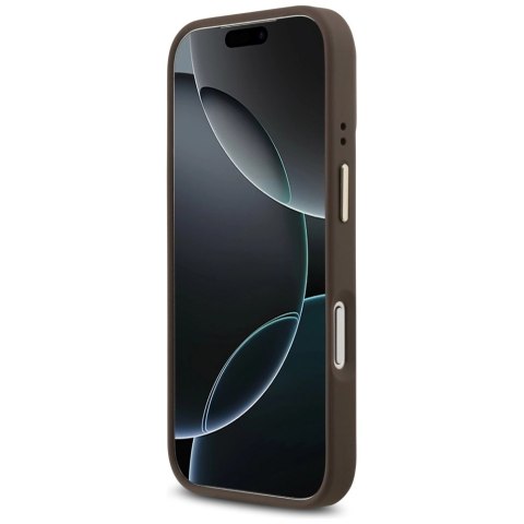 Etui Guess Grained Strass Logo MagSafe na iPhone 17 Pro - brązowe