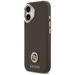 Etui Guess Grained Strass Logo MagSafe na iPhone 17 - brązowe