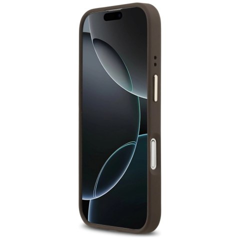 Etui Guess Grained Strass Logo MagSafe na iPhone 17 - brązowe