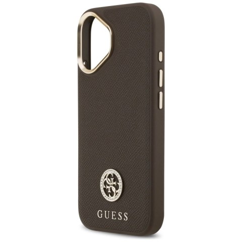 Etui Guess Grained Strass Logo MagSafe na iPhone 17 - brązowe