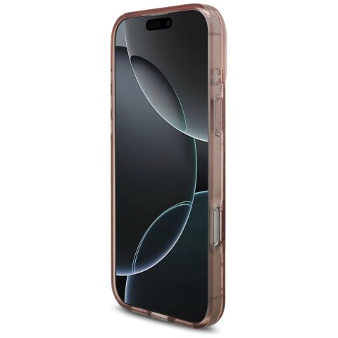 Etui Guess IML Flowers Pearl Strap MagSafe na iPhone 17 Pro Max - różowe