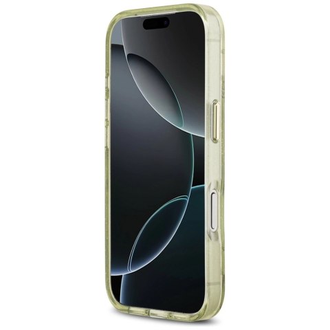 Etui Guess IML Glitter Flowers Triangle MagSafe na iPhone 17 Pro - zielone