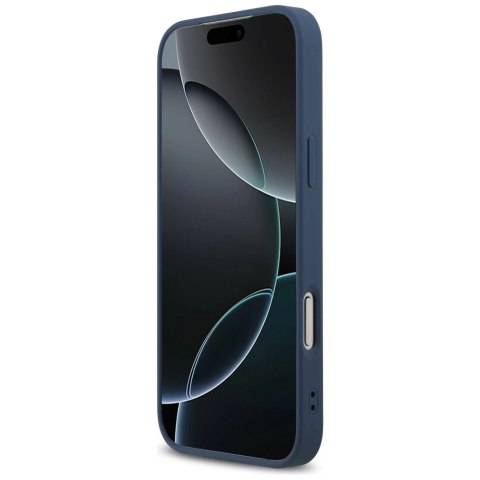 Etui Guess Leather 4G Triangle Strass MagSafe na iPhone 17 Pro Max - niebieskie