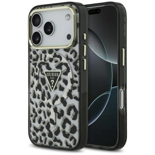 Etui Guess Leopard Glitter MagSafe na iPhone 17 Pro Max - czarne