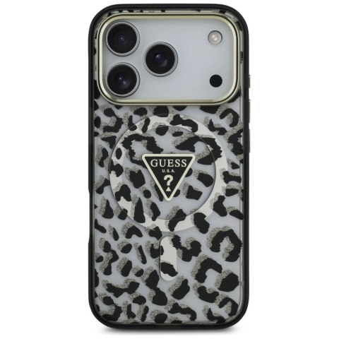 Etui Guess Leopard Glitter MagSafe na iPhone 17 Pro Max - czarne