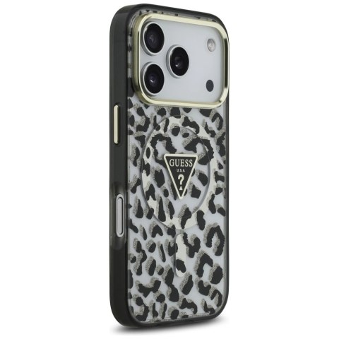 Etui Guess Leopard Glitter MagSafe na iPhone 17 Pro Max - czarne
