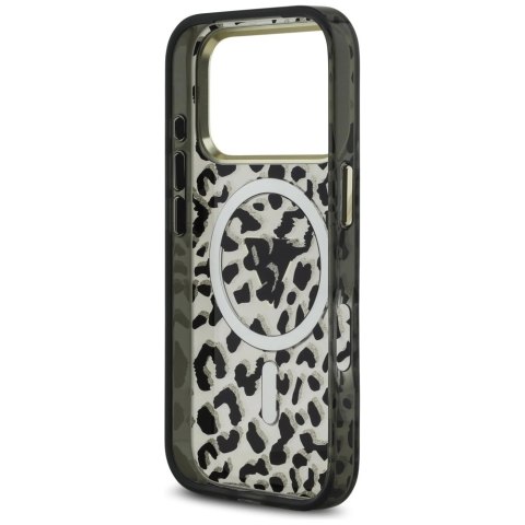 Etui Guess Leopard Glitter MagSafe na iPhone 17 Pro Max - czarne
