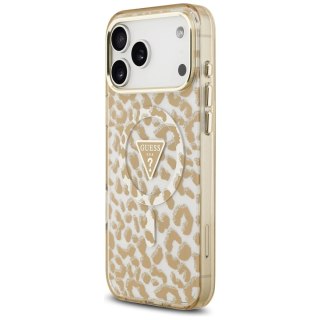 Etui Guess Leopard Glitter MagSafe na iPhone 17 Pro - brązowe