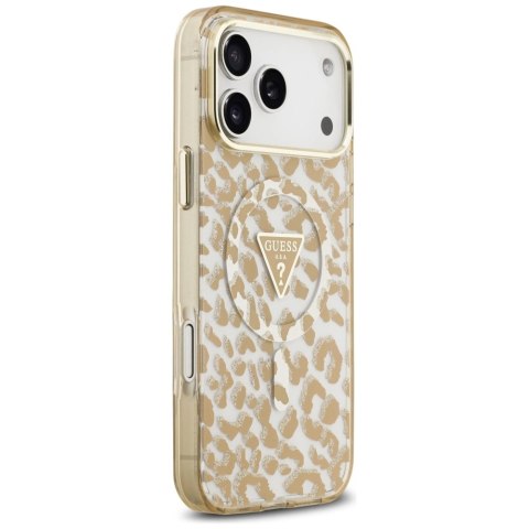 Etui Guess Leopard Glitter MagSafe na iPhone 17 Pro - brązowe