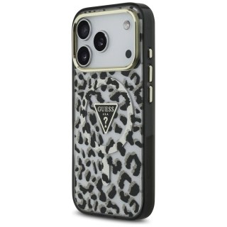 Etui Guess Leopard Glitter MagSafe na iPhone 17 Pro - czarne