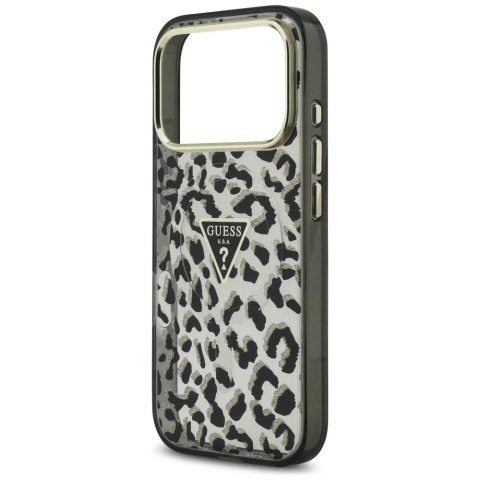 Etui Guess Leopard Glitter MagSafe na iPhone 17 Pro - czarne