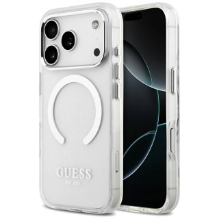 Etui Guess Metal Outline MagSafe na iPhone 17 Pro - srebrne