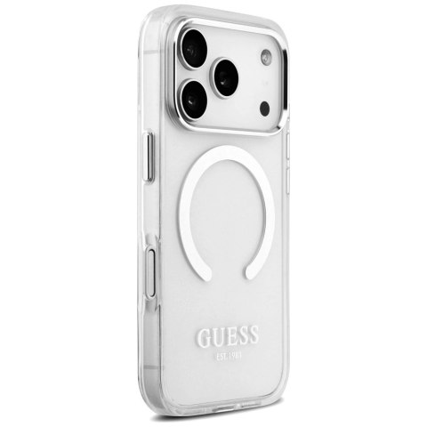 Etui Guess Metal Outline MagSafe na iPhone 17 Pro - srebrne
