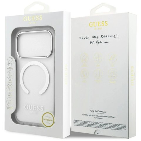 Etui Guess Metal Outline MagSafe na iPhone 17 Pro - srebrne