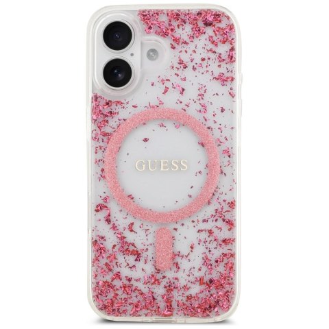Etui Guess Resin Bottom Glitter MagSafe na iPhone 17 - różowe