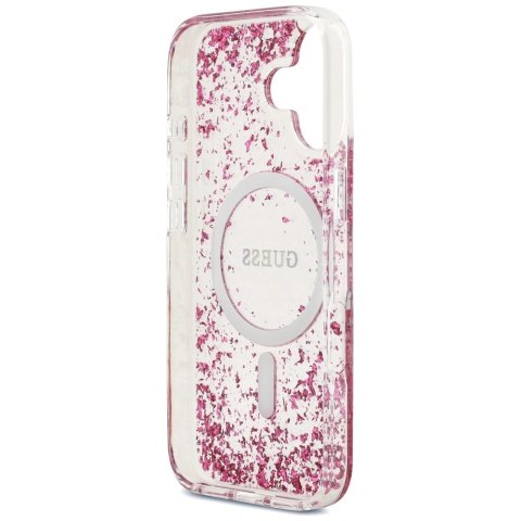 Etui Guess Resin Bottom Glitter MagSafe na iPhone 17 - różowe