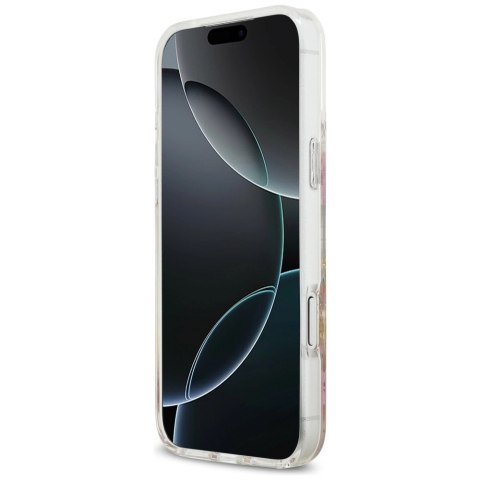 Etui Guess Resin Flowers Glitter MagSafe na iPhone 17 Pro Max - różowe