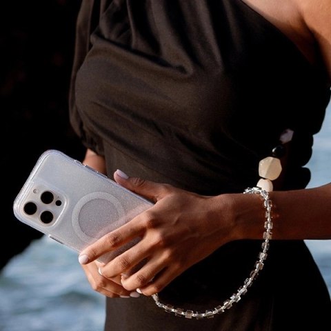 Sznurek UNIQ Coehl Candy Gem Handstrap uniwersalny na telefon - srebrny