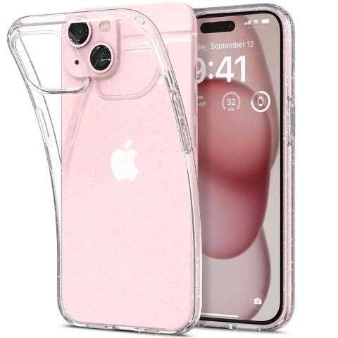 Etui Spigen Liquid Crystal na iPhone 15 - przezroczysto-brokatowe