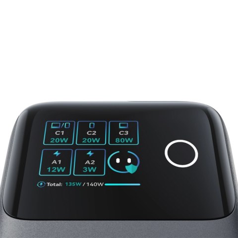 Ładowarka biurkowa Joyroom Podix JR-TRD01 GaN 140W z 5 portami i podwójnymi zwijanymi kablami - szara