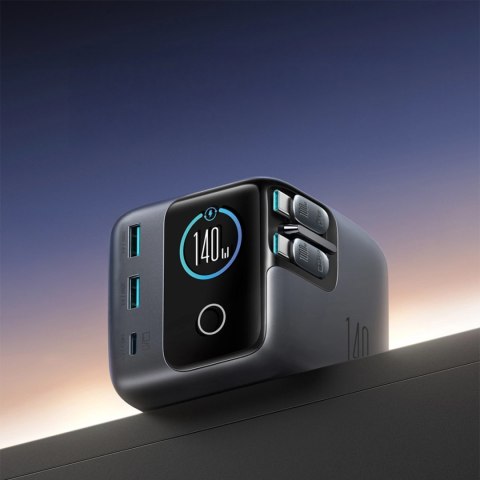 Ładowarka biurkowa Joyroom Podix JR-TRD01 GaN 140W z 5 portami i podwójnymi zwijanymi kablami - szara