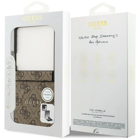 Etui Guess 4G Classic MagSafe na Samsung Galaxy Z Flip 7 - brązowe