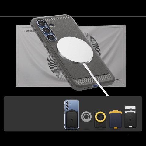 Etui Spigen Rugged Armor Mag MagSafe na Samsung Galaxy S25 - szare