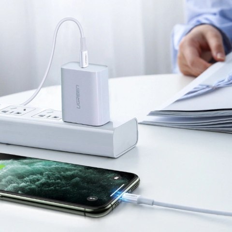 Kabel Ugreen US171 Lightning - USB-C MFi PD 20W 3A 480Mb/s 0,5m - biały