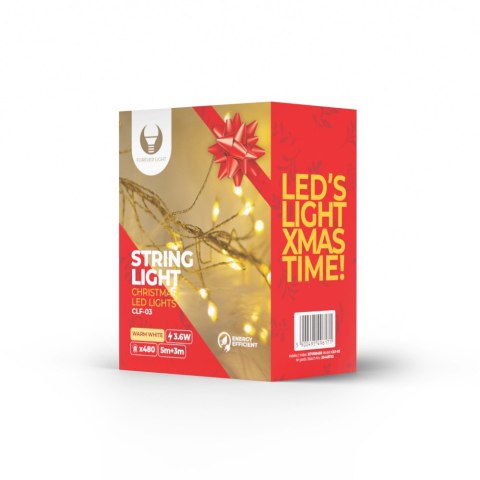 Łańcuch GAŁĄZKA złoty CLF-03z 480LED zimne białe 3m Forever Light