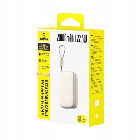 Baseus Powerbank EnerFill FC21 Qpow 3 Ultra 20000mAh 22.5W z wyświetlaczem z dołączonym kablem beżowy