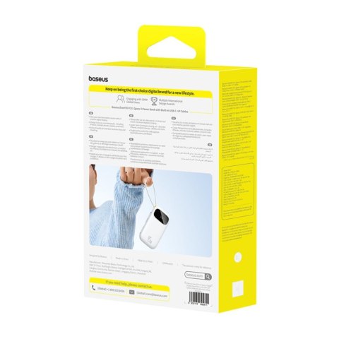 Baseus Powerbank EnerFill FC31 20000mAh 45W z wyświetlaczem z kablami USB-C i Lightning biały