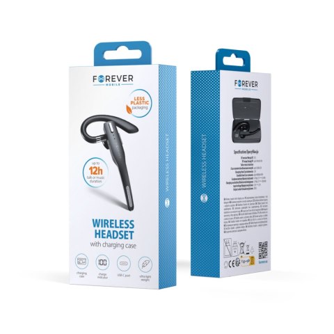 Forever bezprzewodowy zestaw słuchawkowy BH-100 z etui ładującym czarny