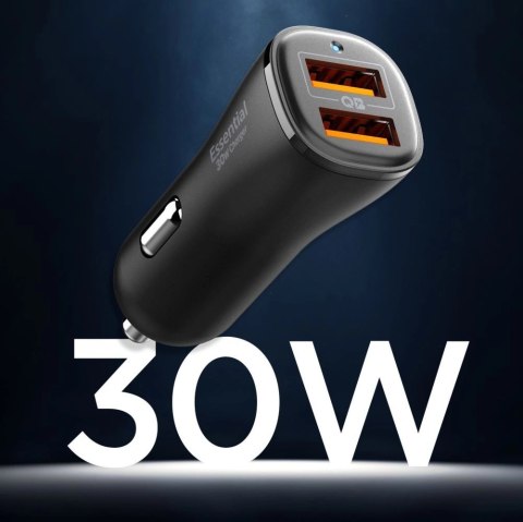 Ładowarka samochodowa Spigen Essential EV302 30 W 2-porty USB-A - czarna
