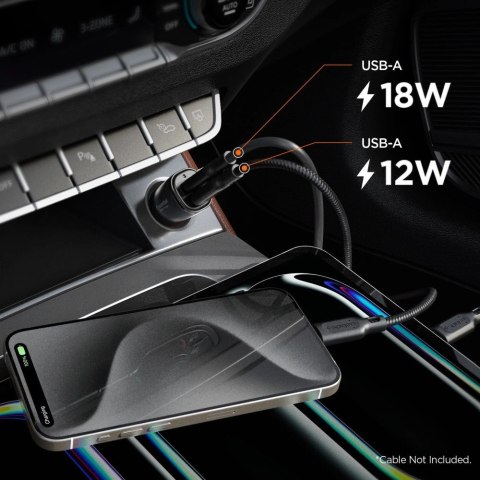 Ładowarka samochodowa Spigen Essential EV302 30 W 2-porty USB-A - czarna
