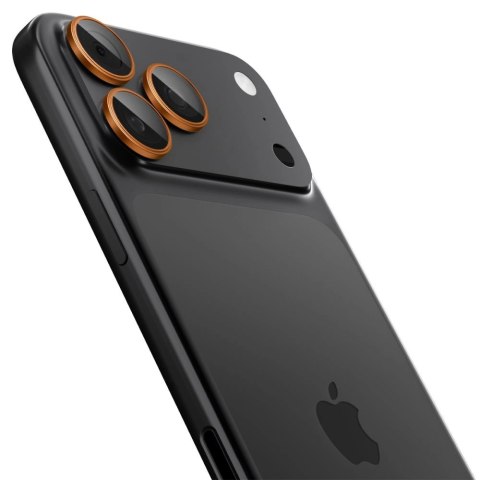 Szkło na obiektyw Spigen Optik Pro na iPhone 16 Pro / Max / 17 Pro / Max - pomarańczowe