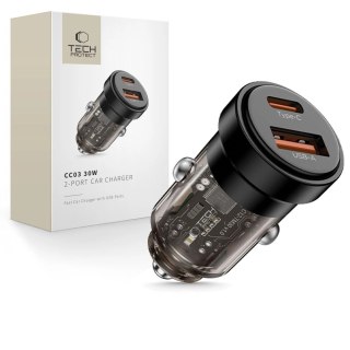 Ładowarka samochodowa Tech-Protect CC03 30 W 2-porty USB-A / USB-C - czarna