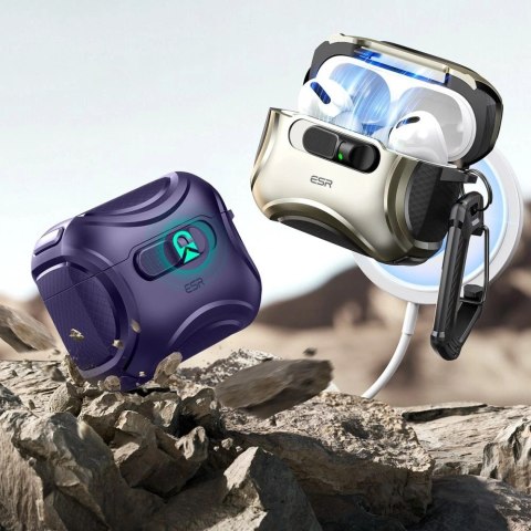 Etui ESR Cyber FlickLock MagSafe na AirPods Pro 3 - fioletowe