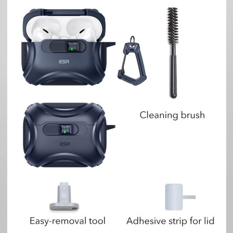 Etui ESR Cyber FlickLock MagSafe na AirPods Pro 3 - granatowe