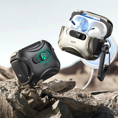 Etui ESR Cyber FlickLock MagSafe na AirPods Pro 3 - srebrne