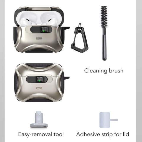 Etui ESR Cyber FlickLock MagSafe na AirPods Pro 3 - srebrne